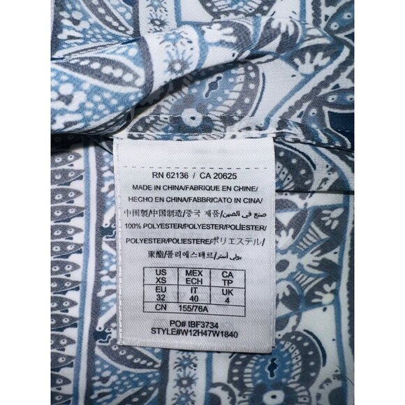 Guess Los Angeles XS Blue White Crochet Sleeveless Tank Top Button Front V Neck - Picture 6 of 7